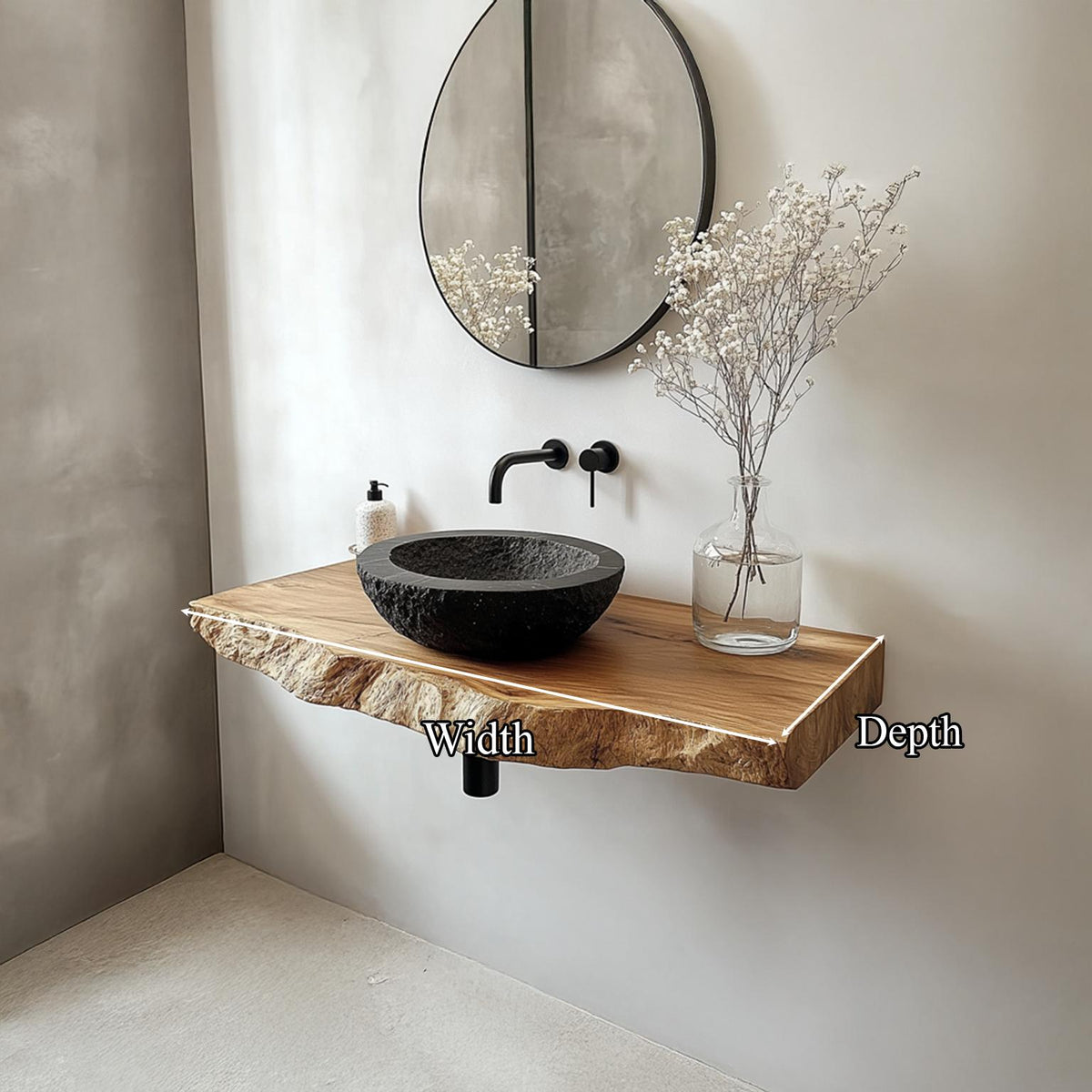 Rustic Solid Wood Vanity, Bathroom Single Sink Countertop Console Table, Washroom Wood Washstand Shelf