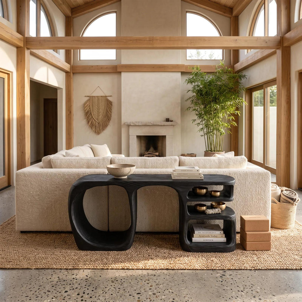 Organic Open Compartment Console For Contemporary Hallway
