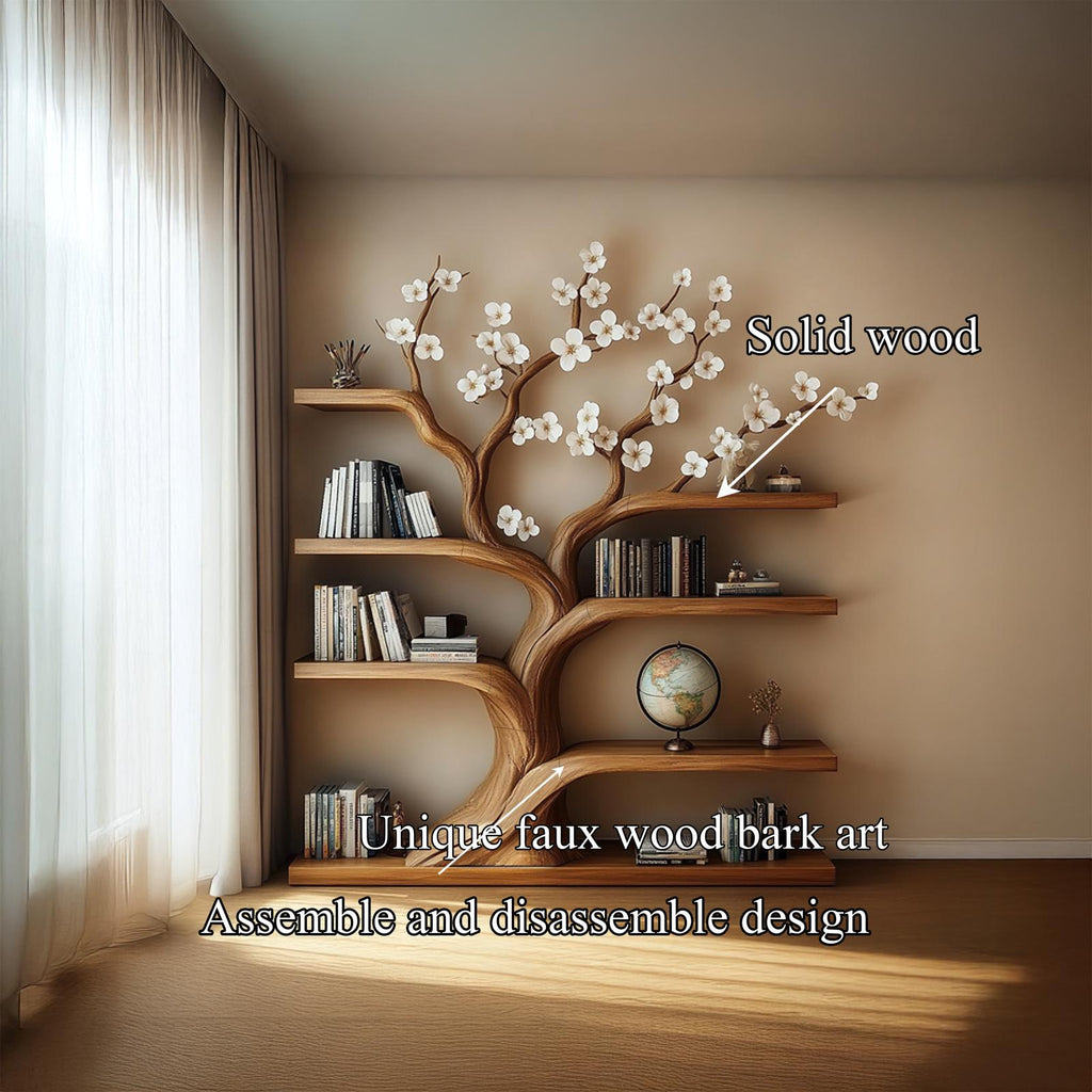 Rustic Tree Bookshelf Living Room Artistic Display