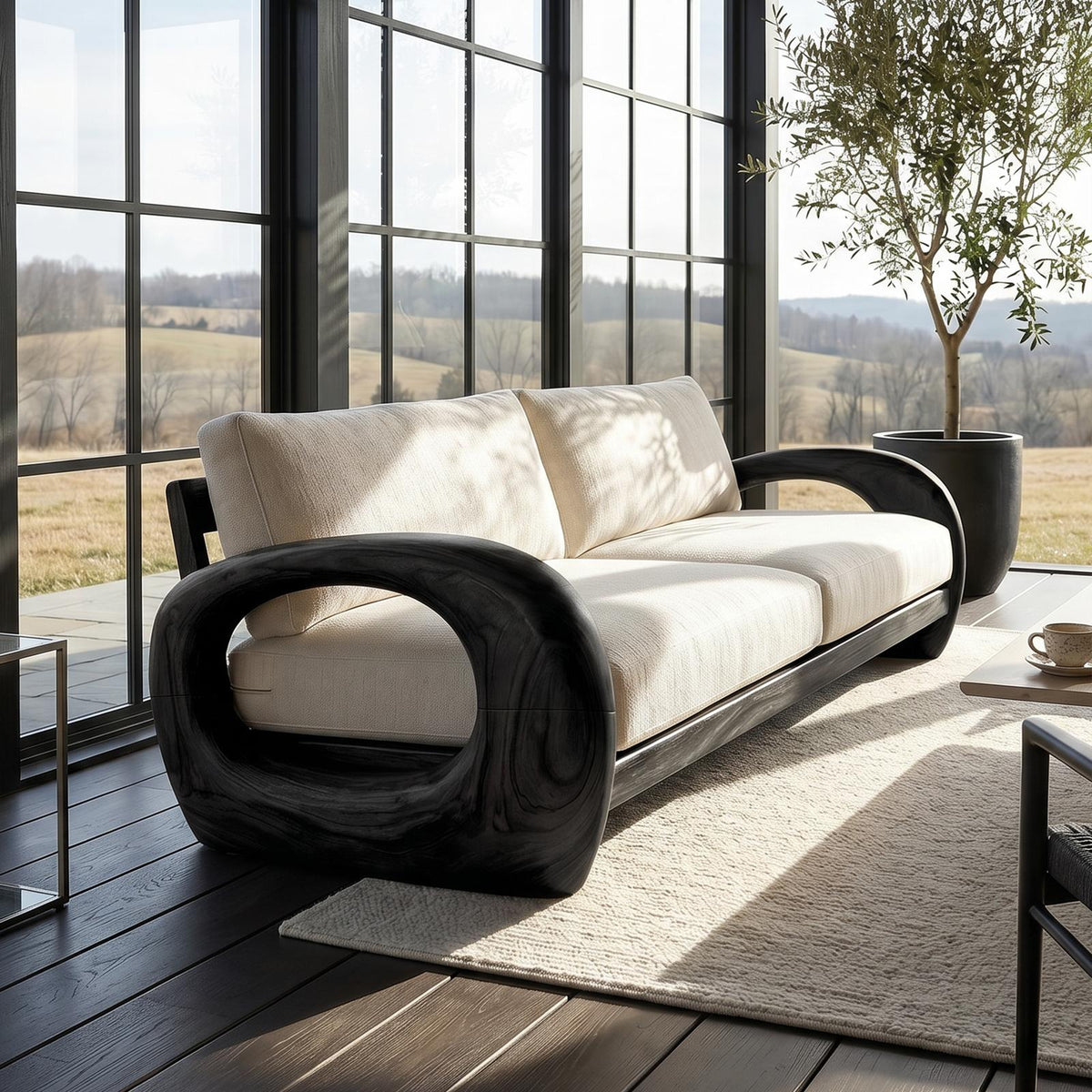Modern Sculptural Wooden Sofa For Living Room SILDTTRSFA011