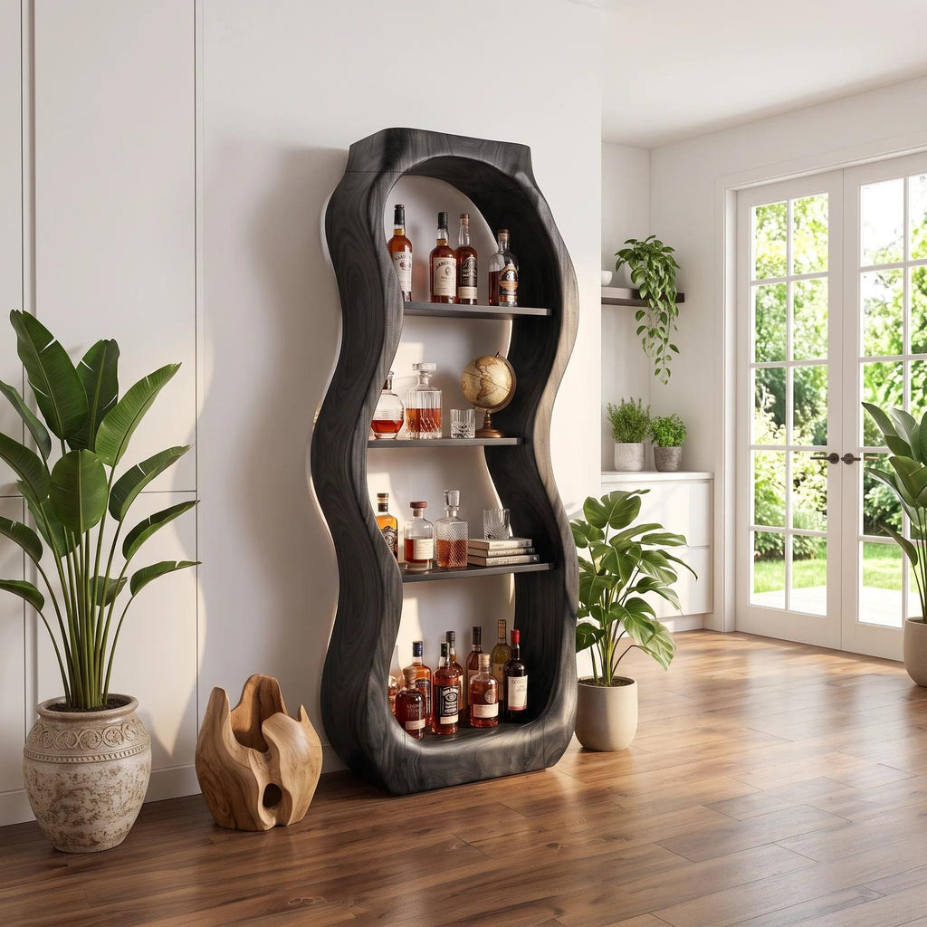 Handcrafted Sculptural Liquor Cabinet Modern Cafe