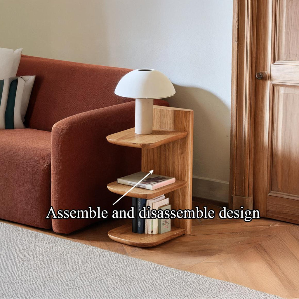 Handcrafted Mid Century Modern Wood End Table, Retro Bedside Nightstand & Accent Side Table for Living Room, Bedroom