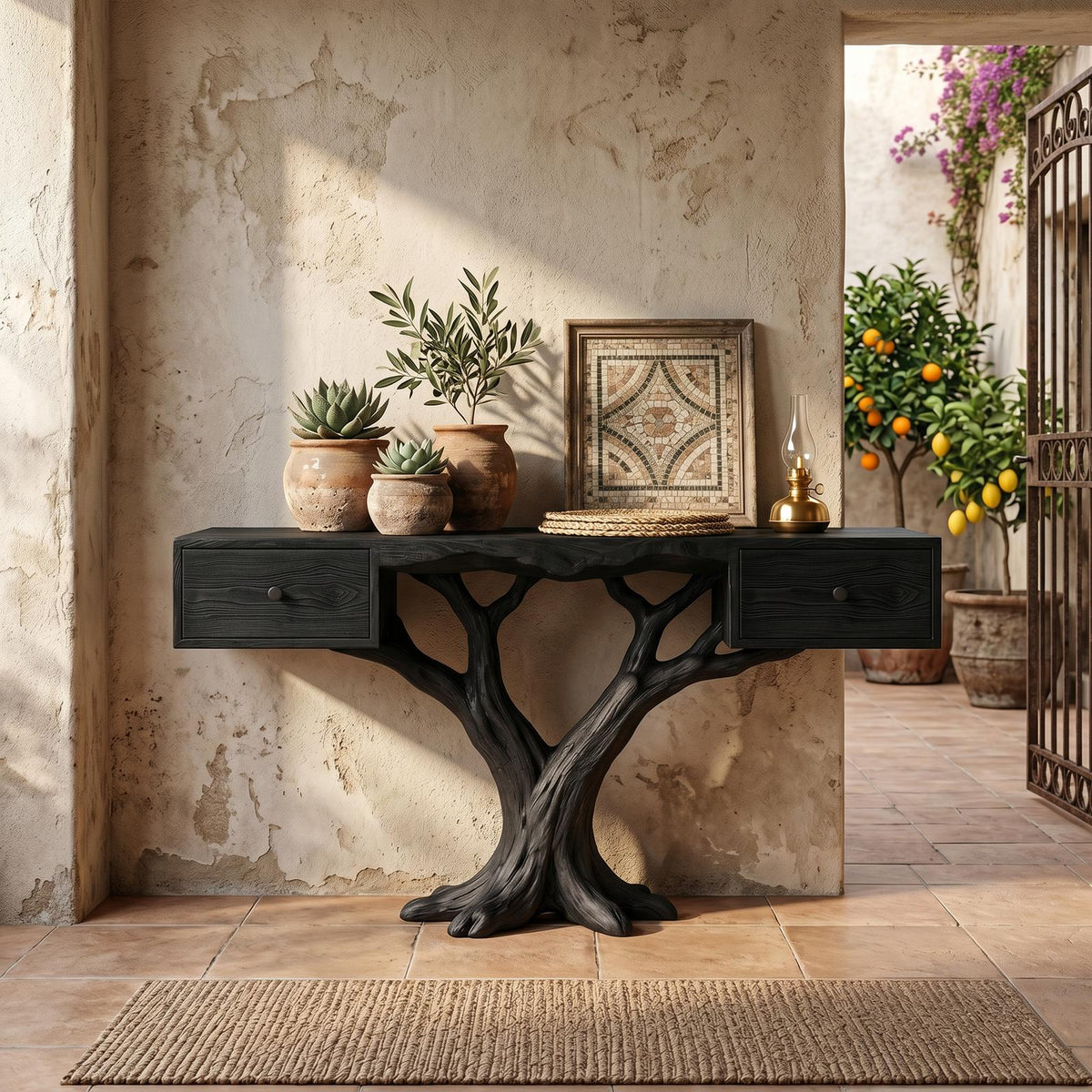 Organic Live Edge Console Table Contemporary Hallway