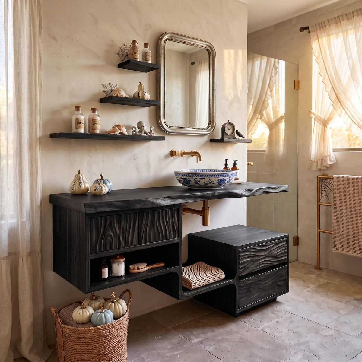 Mid Century Pumpkin Bathroom Vanity Modern Ensuite