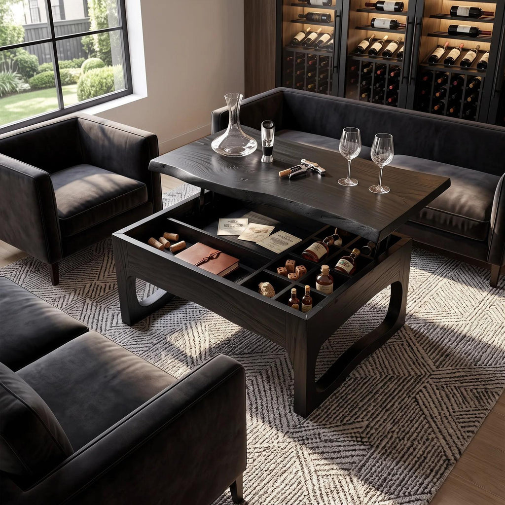 Scandinavian Storage Lift Top Coffee Table Bright Living Room