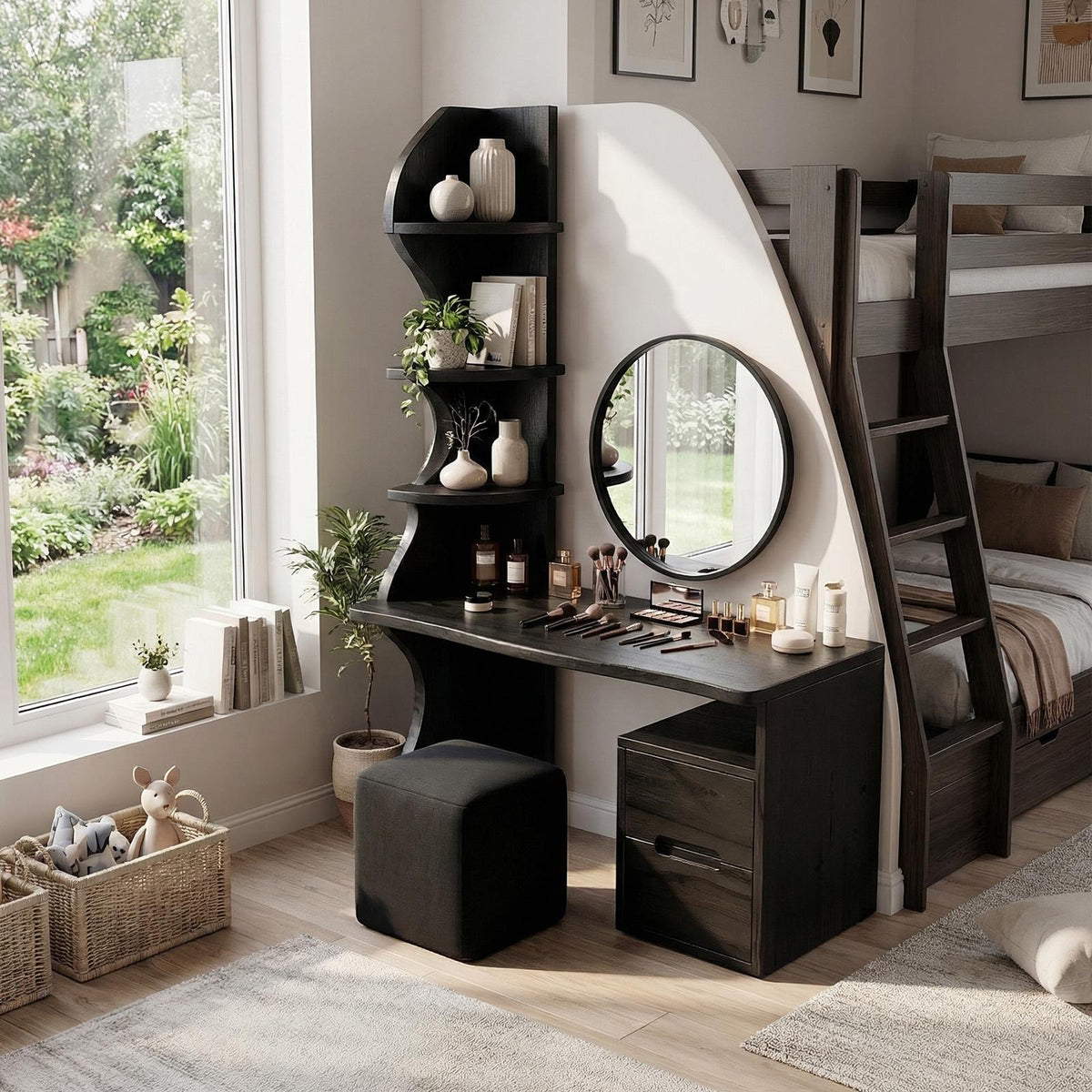 Spry Interior Luxury Vanity Table with Drawers, Premium Wood Bedroom Dressing Desk & Makeup Station, SILDTTRMV010