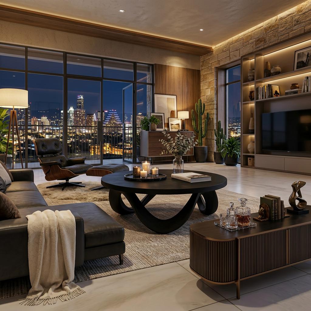 Modern Wooden Coffee Table with Unique Base Design, Handcrafted Solid Wood Living Room Center Table, Model
