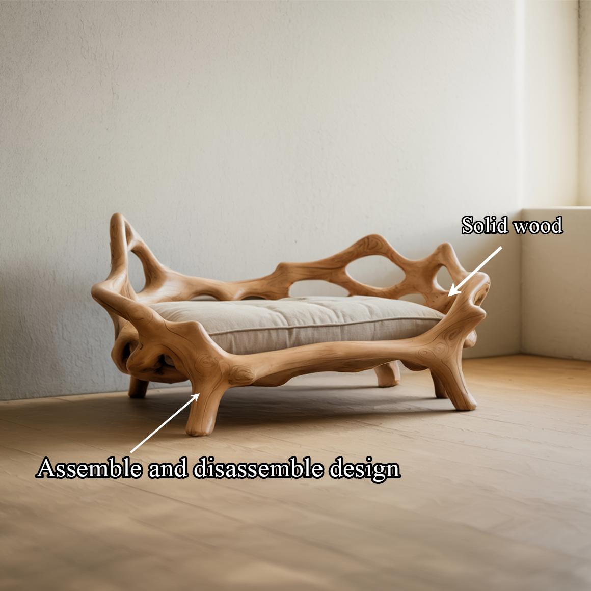 Rustic Sculptural Decorative Pet Bed For Living Room And Interior Space