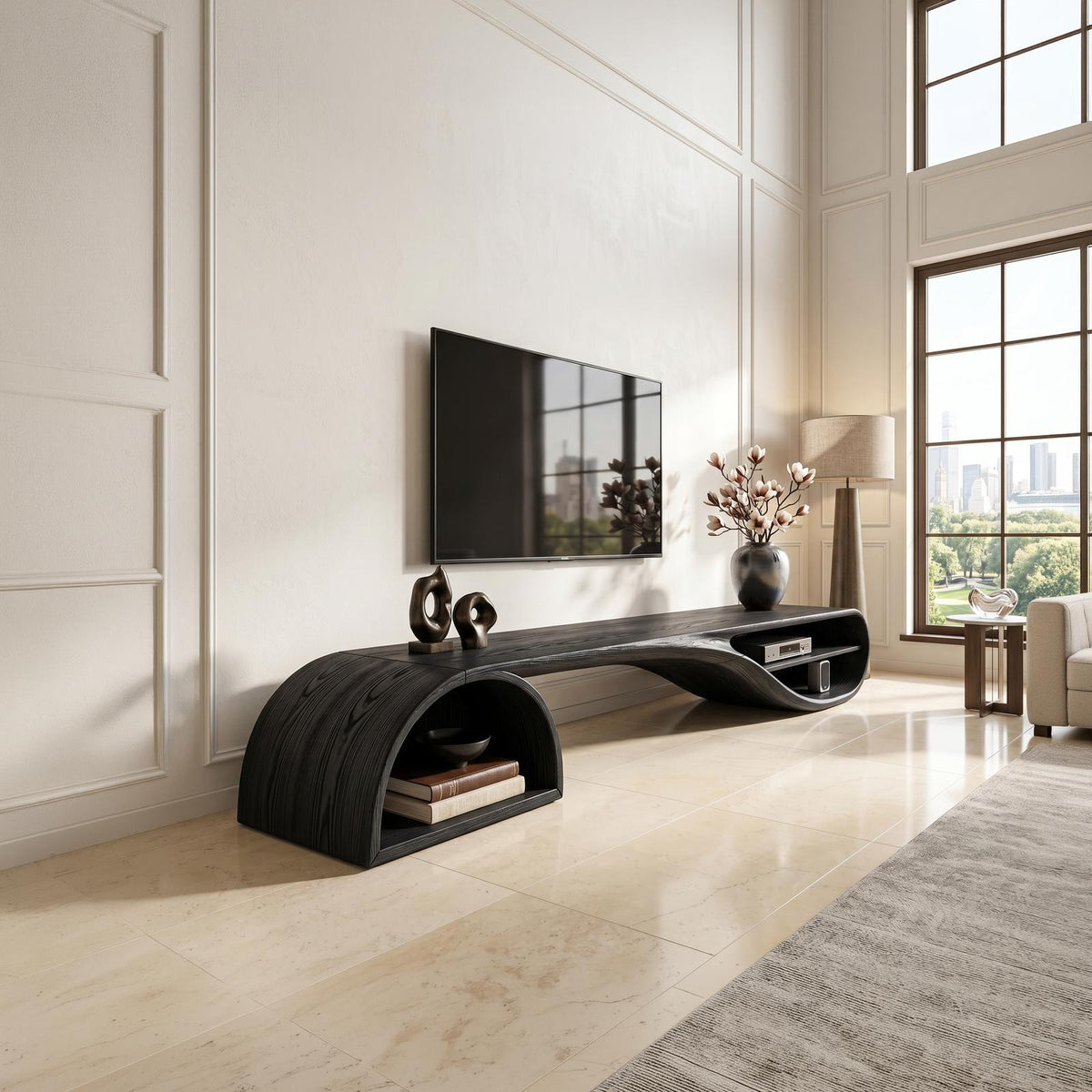 Minimalist Floating TV Stand, Wall-Mounted Wooden Media Console for Apartment Living Room