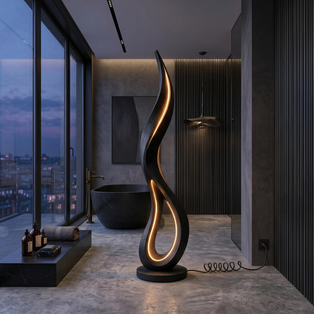 Contemporary Dancing Flame Floor Lamp For Living Room SILDTTNLAM033