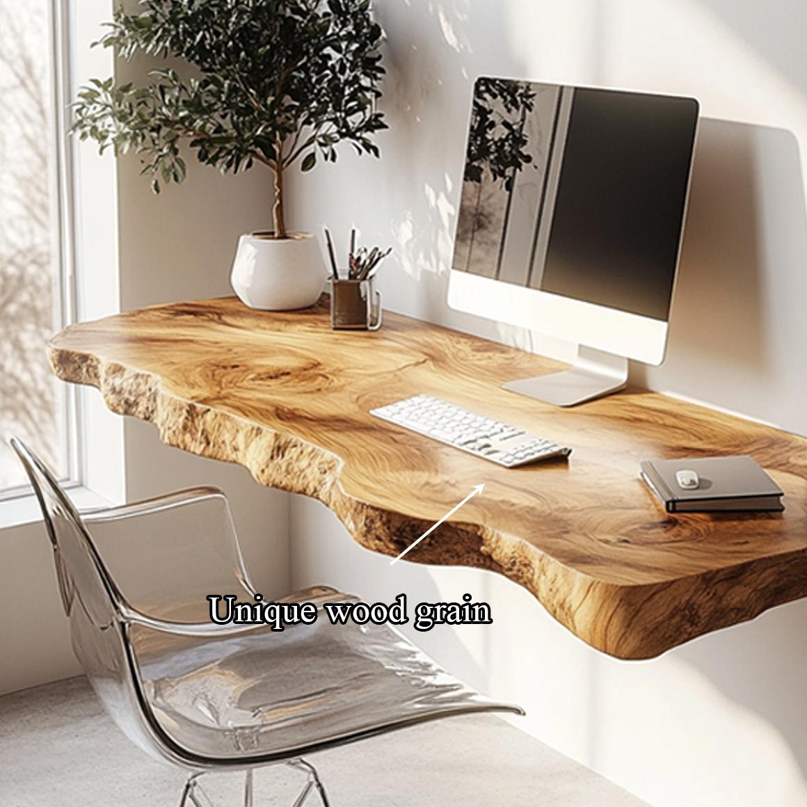 Rustic Live Edge Floating Desk Office Or Bedroom