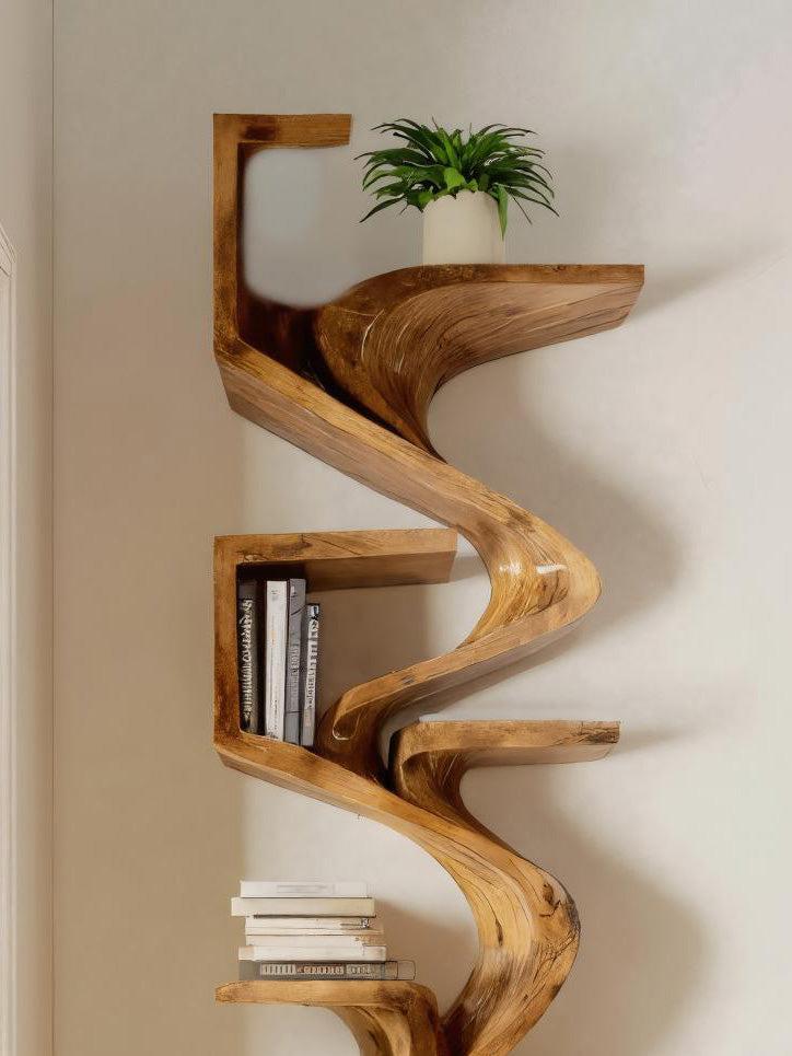Handcrafted Sculpted Bookshelf For Living Room