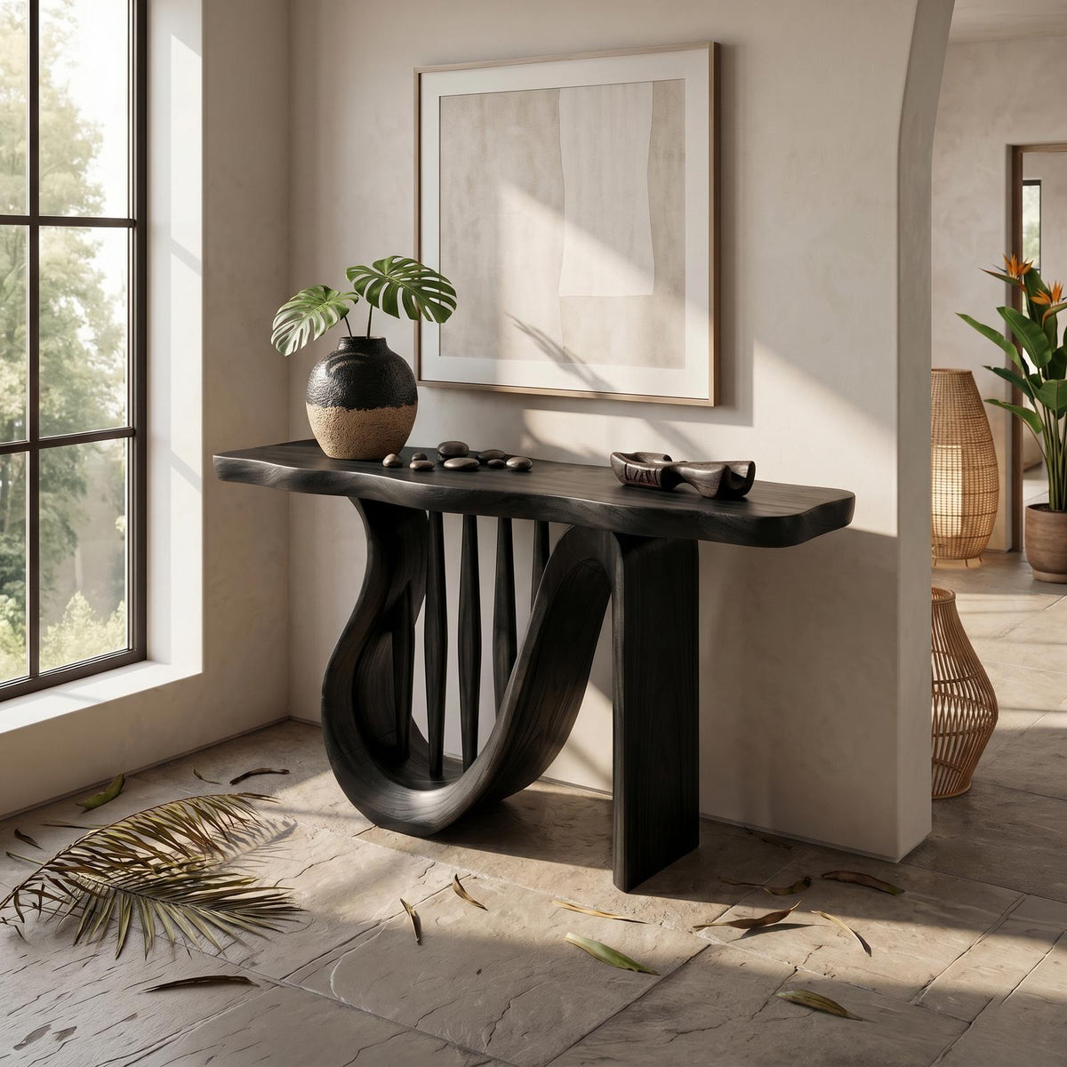 Modern Horseshoe Base Console Table Contemporary Hallway