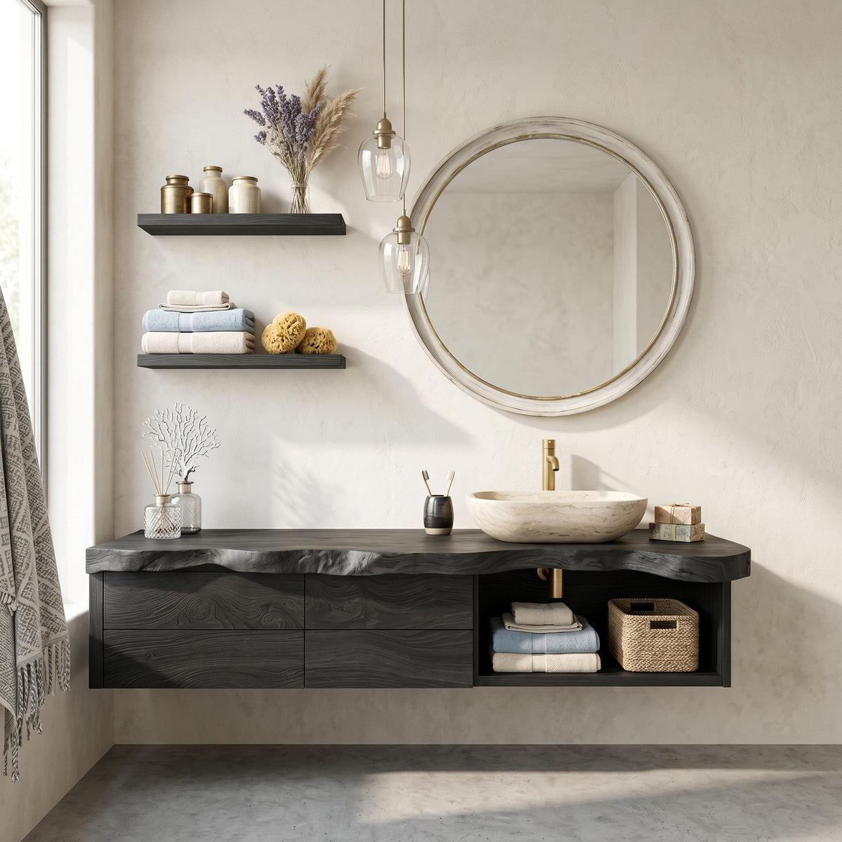 Handcrafted Live Edge Vanity For Bathroom Interiors SILDTTRBRV033