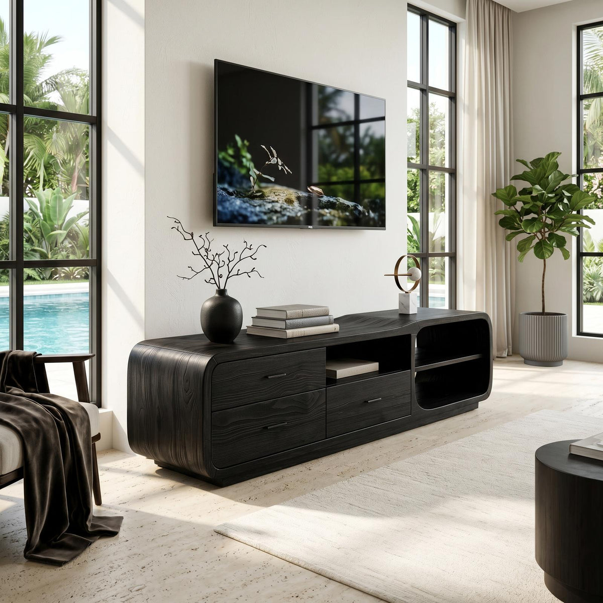 Curved Organic TV Stand Designer Residence SILDTTRTVC107