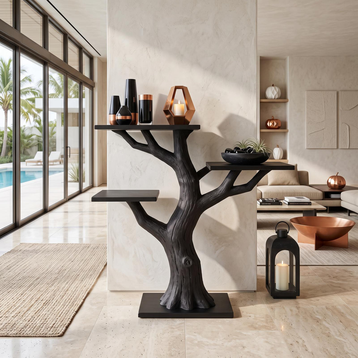 Organic Gnarled Branch Console For Vintage Halloween Furniture