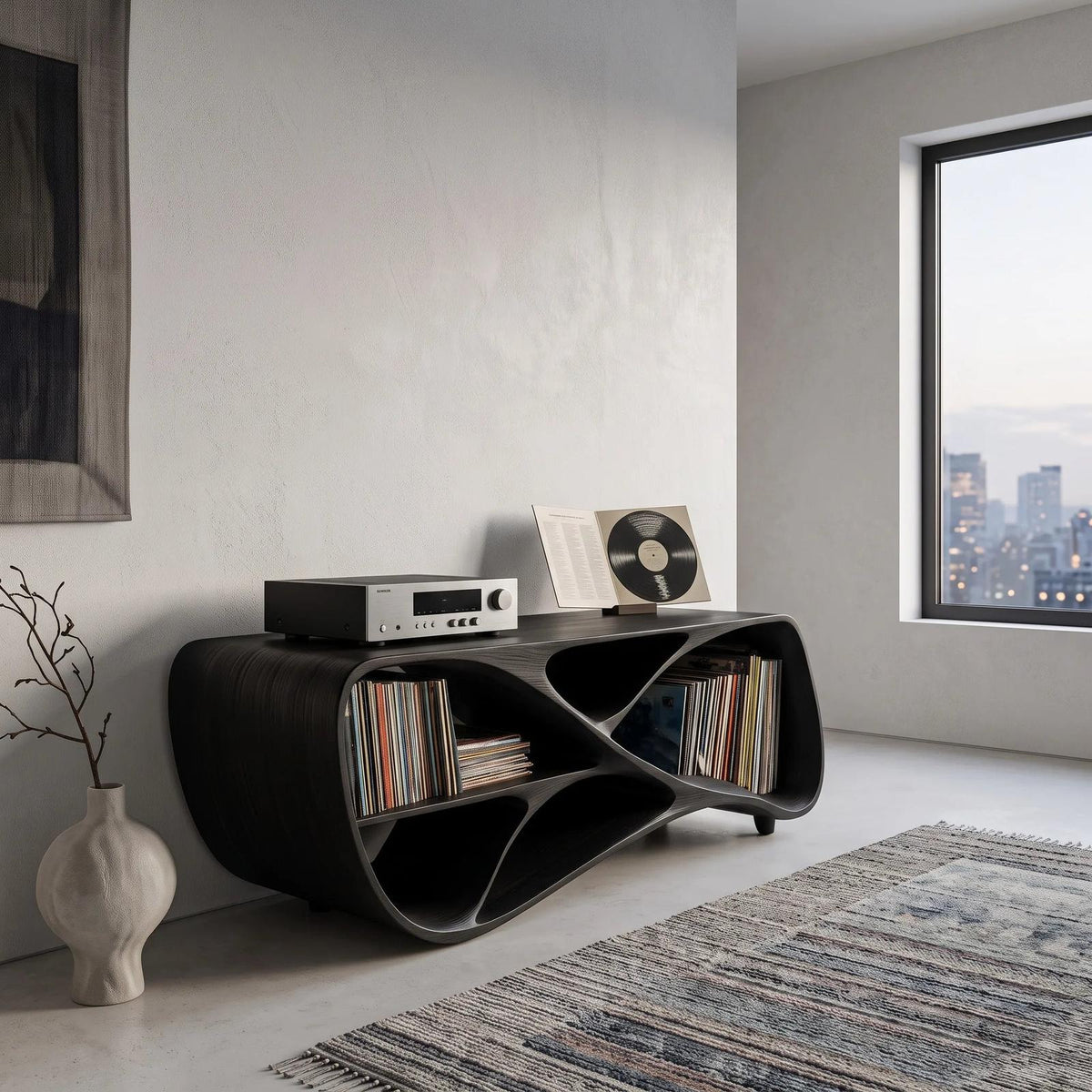 Contemporary Wooden Record Player Console For Living Room