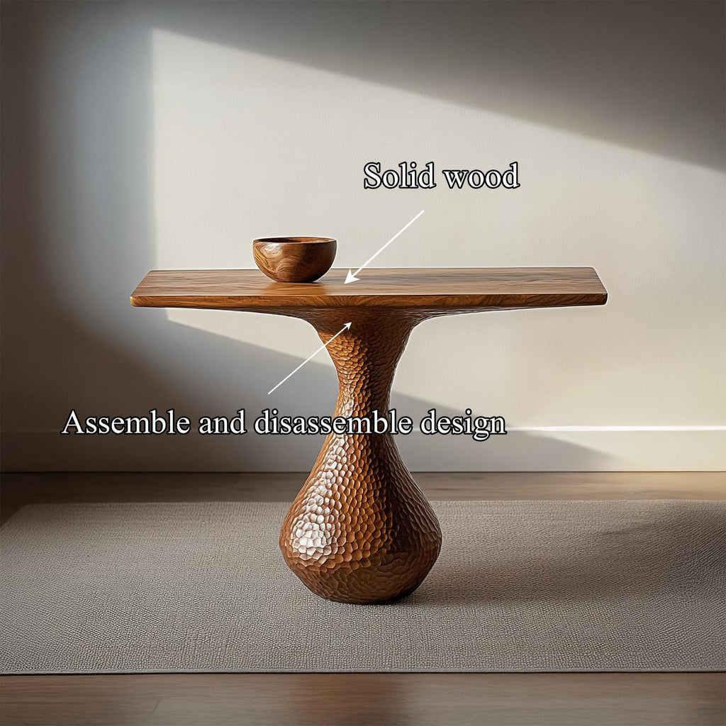 Rustic Organic Wood Console Table, Live Edge Solid Natural Wood Foyer Entryway Table, Behind Sofa Hallway Credenza