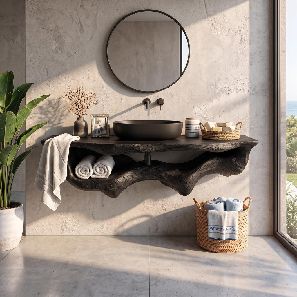 Mid Century Live Edge Floating Vanity Best Bathroom Decor