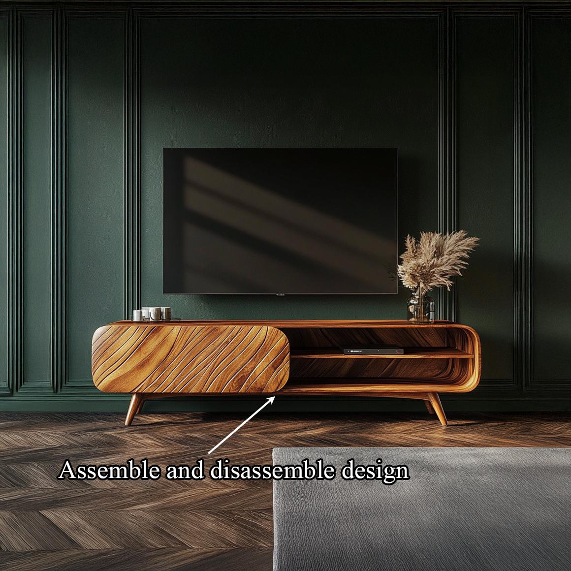 Organic Modern Wooden TV Stand Living Room Interior Decorative Storage