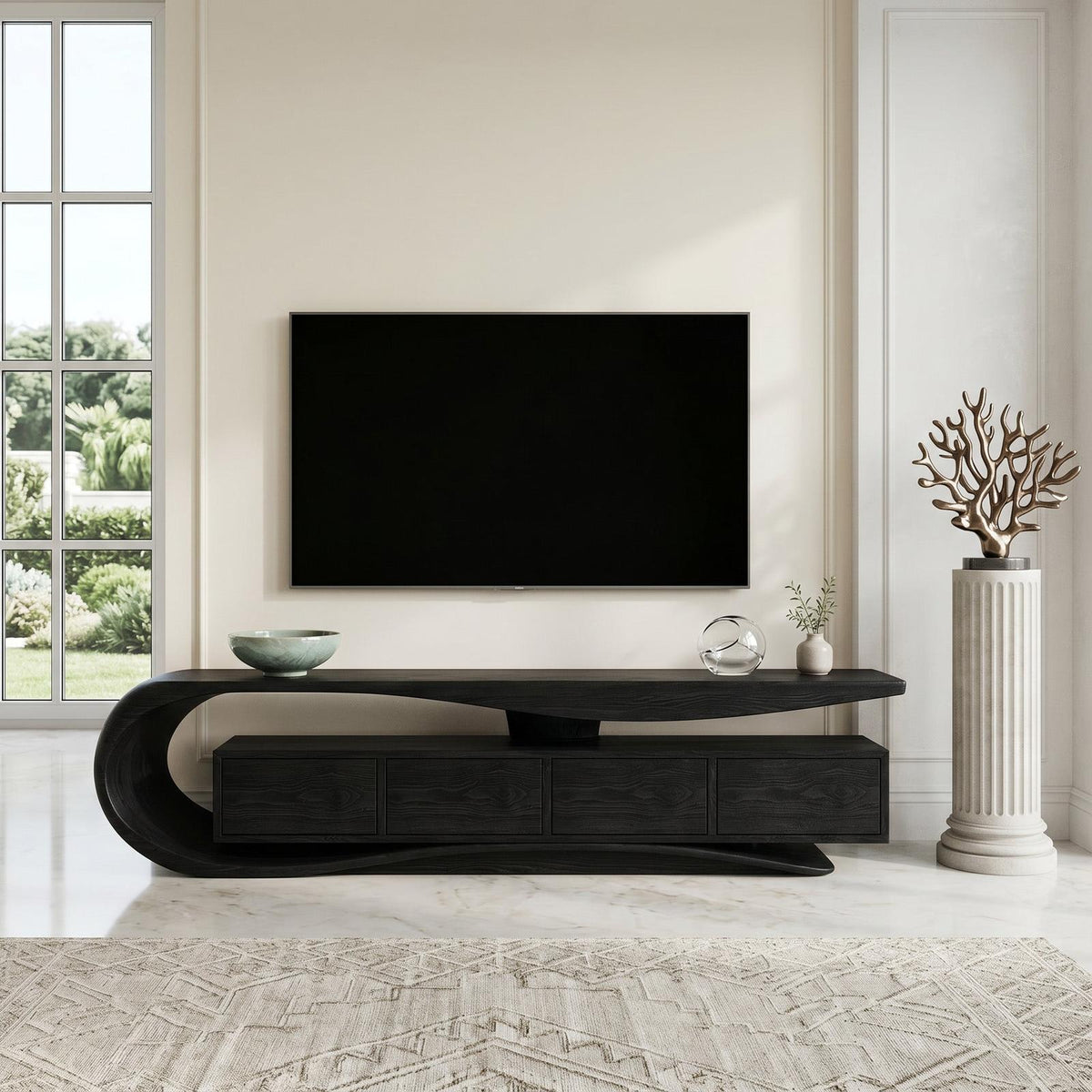 Contemporary Wave TV Console For Living Room