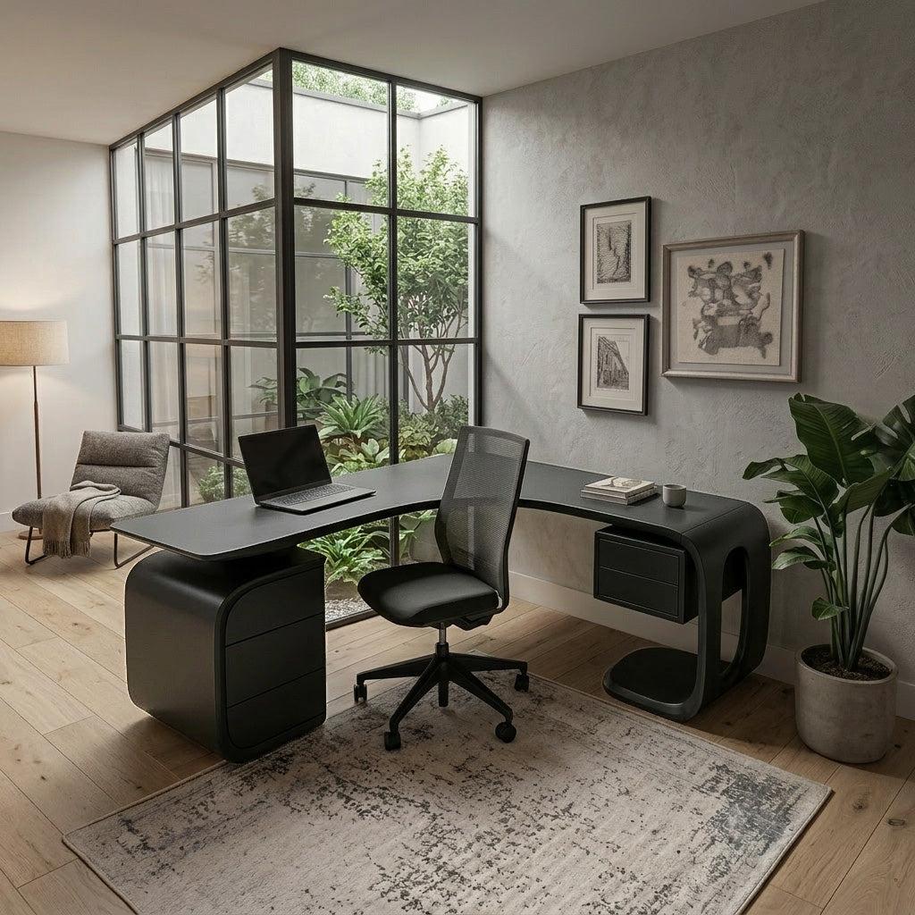 Mid Century L-Shaped Desk For Workspace Or Office