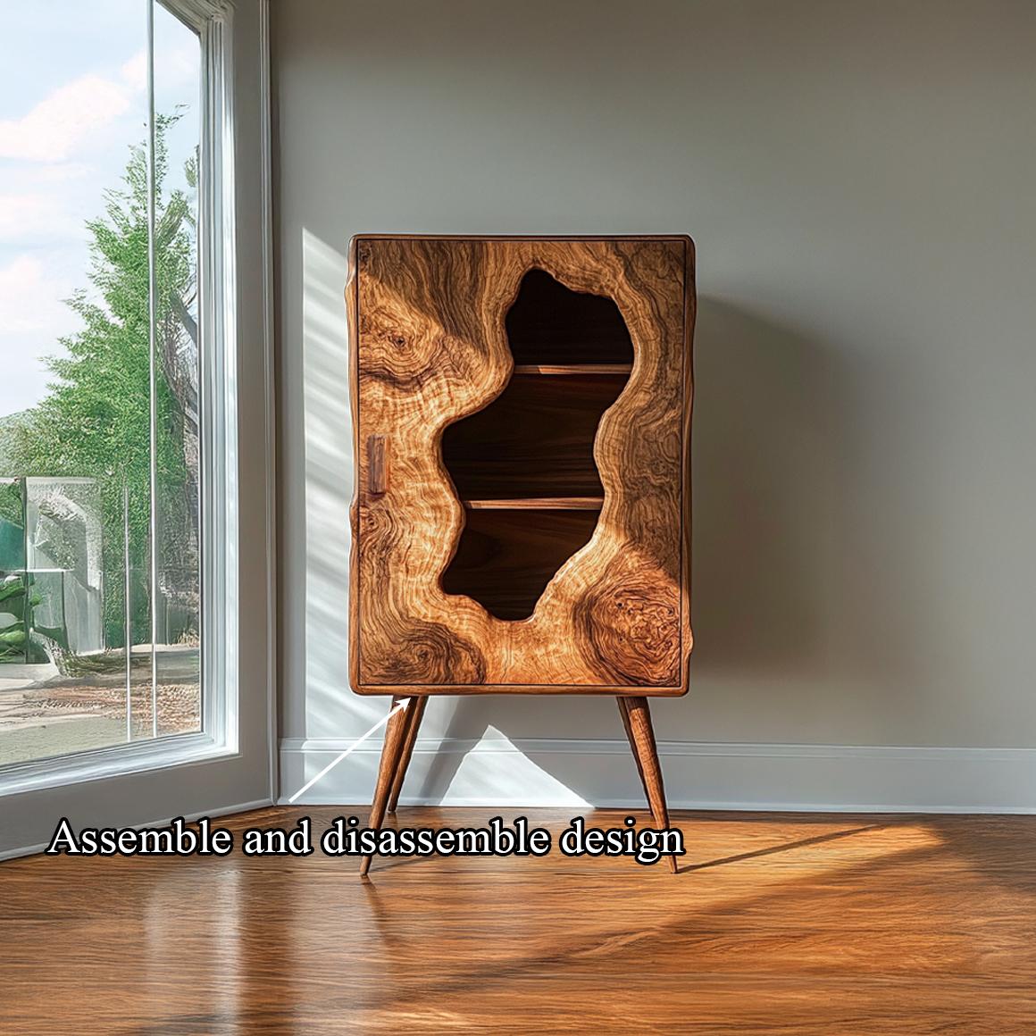 Spry Interior Mid Century Organic Modern Wood Cabinet, Live Edge Bedroom Dresser & Living Room Accent Credenza, Model SINLSASC244