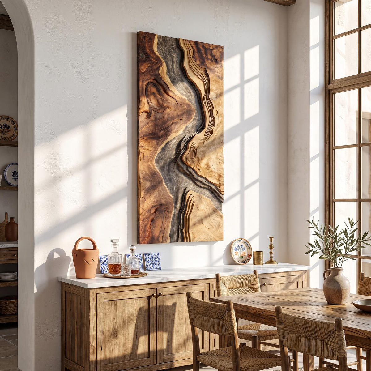 Spry Interior Handcrafted Wooden Wall Sculpture, Rustic Solid Wood 3D Wall Art Decor for Living Room & Entryway, SILDTTRWA043