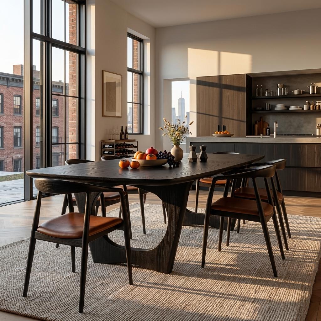 Spry Interior Mid-Century Wooden Dining Table, Handcrafted Solid Wood Kitchen Table for Dining Room & Living Space, Model RTTHTTDN039