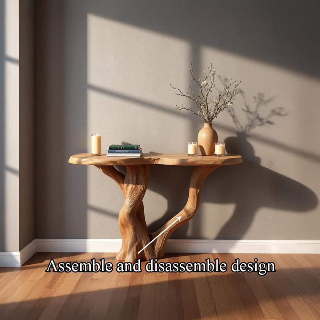 Spry Interior Rustic Tree Branch Console Table, Solid Wood Live Edge Entryway Accent Table, Natural Wood Living Room Furniture, SINLSACS268
