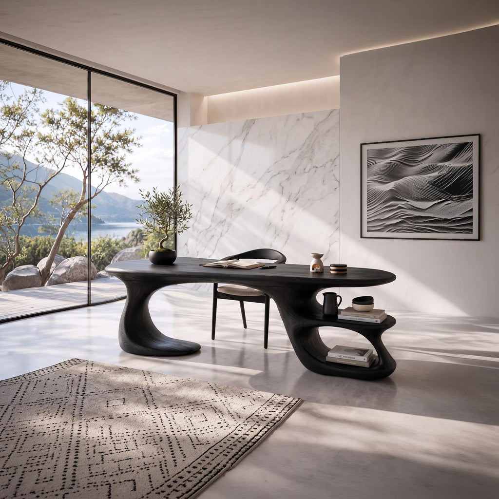 Modern Curved Shelf Desk Home Office Apartment