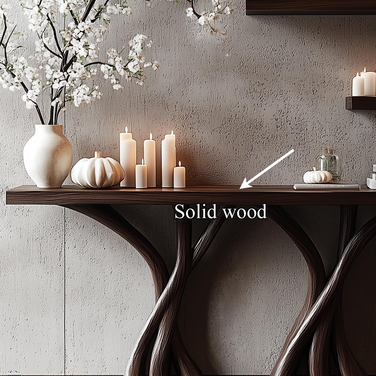 Sculptural Console Table Solid Wood Organic Rustic Gift