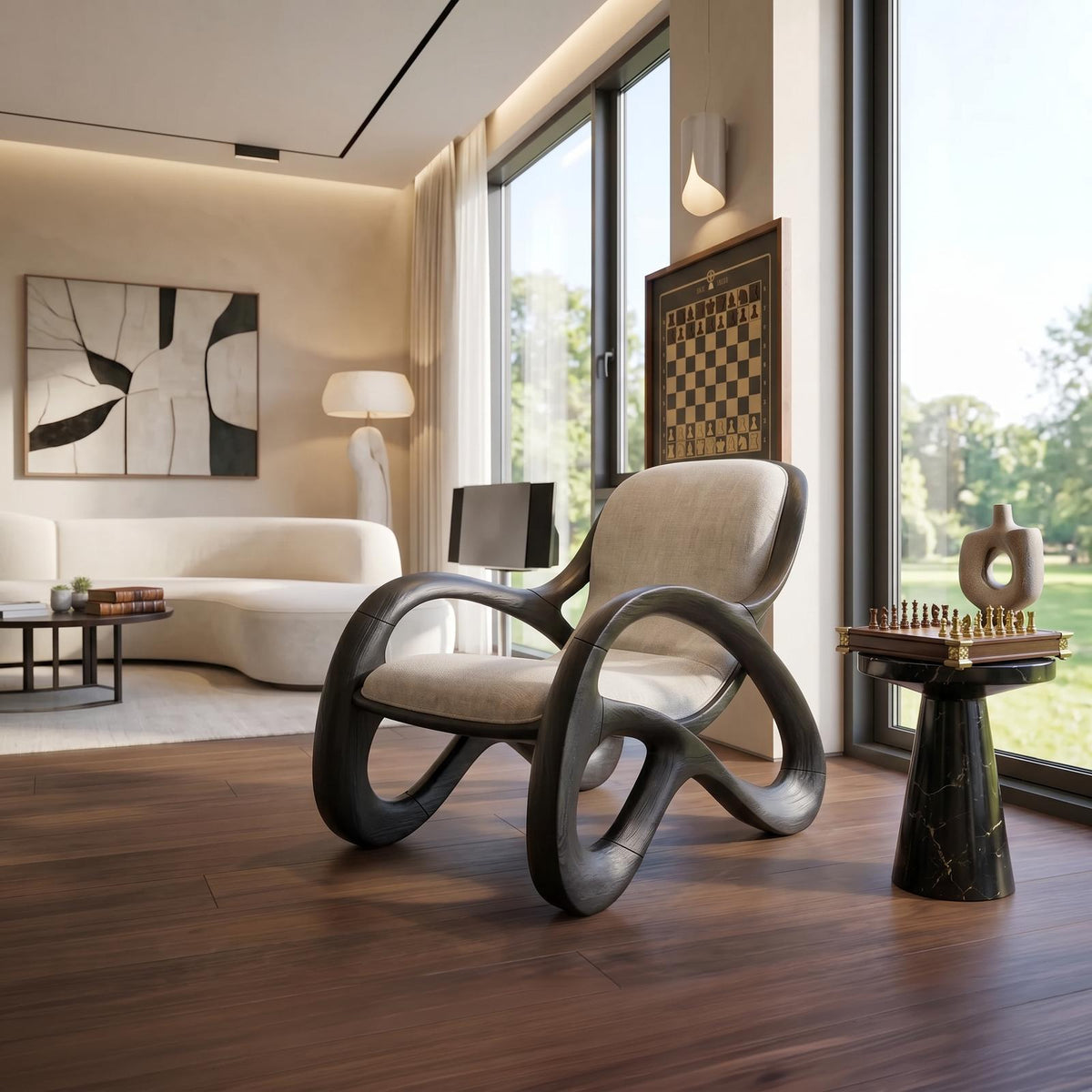Premium Walnut Armchair for Open-Concept Modern Living Spaces SILDTTRCHR031