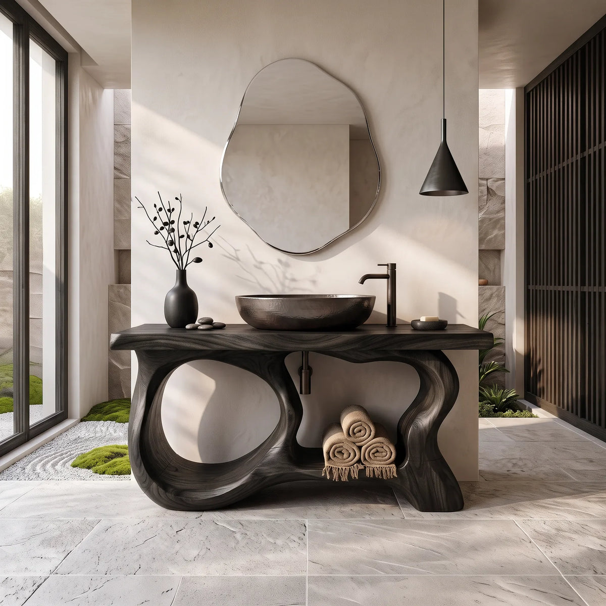 Organic Sculptural Bathroom Vanity Coastal Bathroom