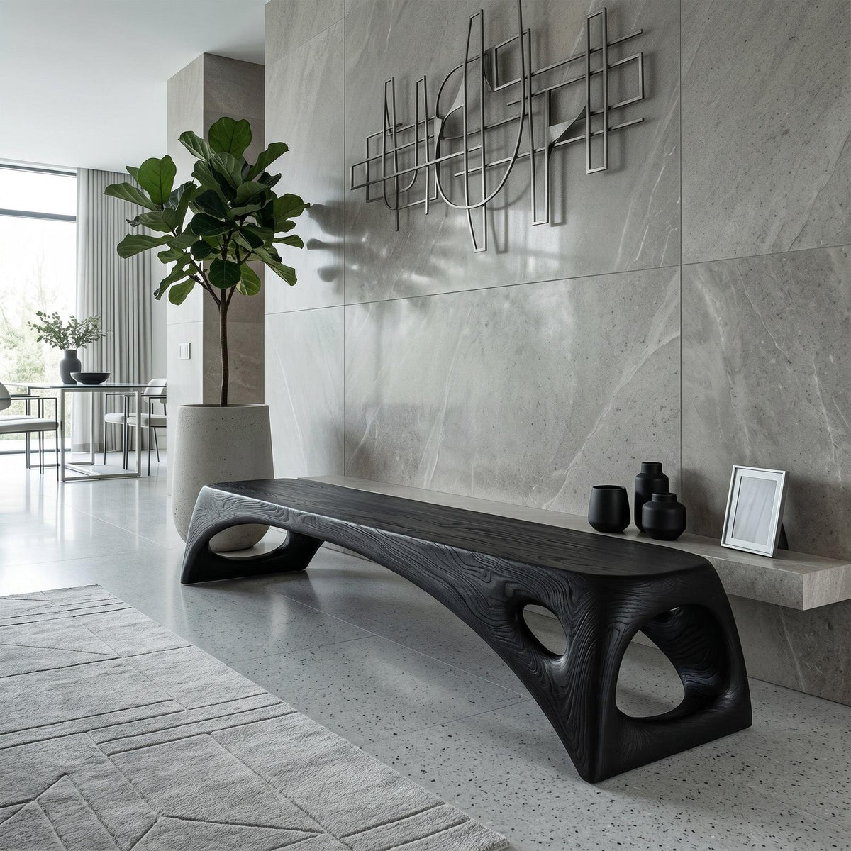 Minimalist Long Wooden Bench For Entryway