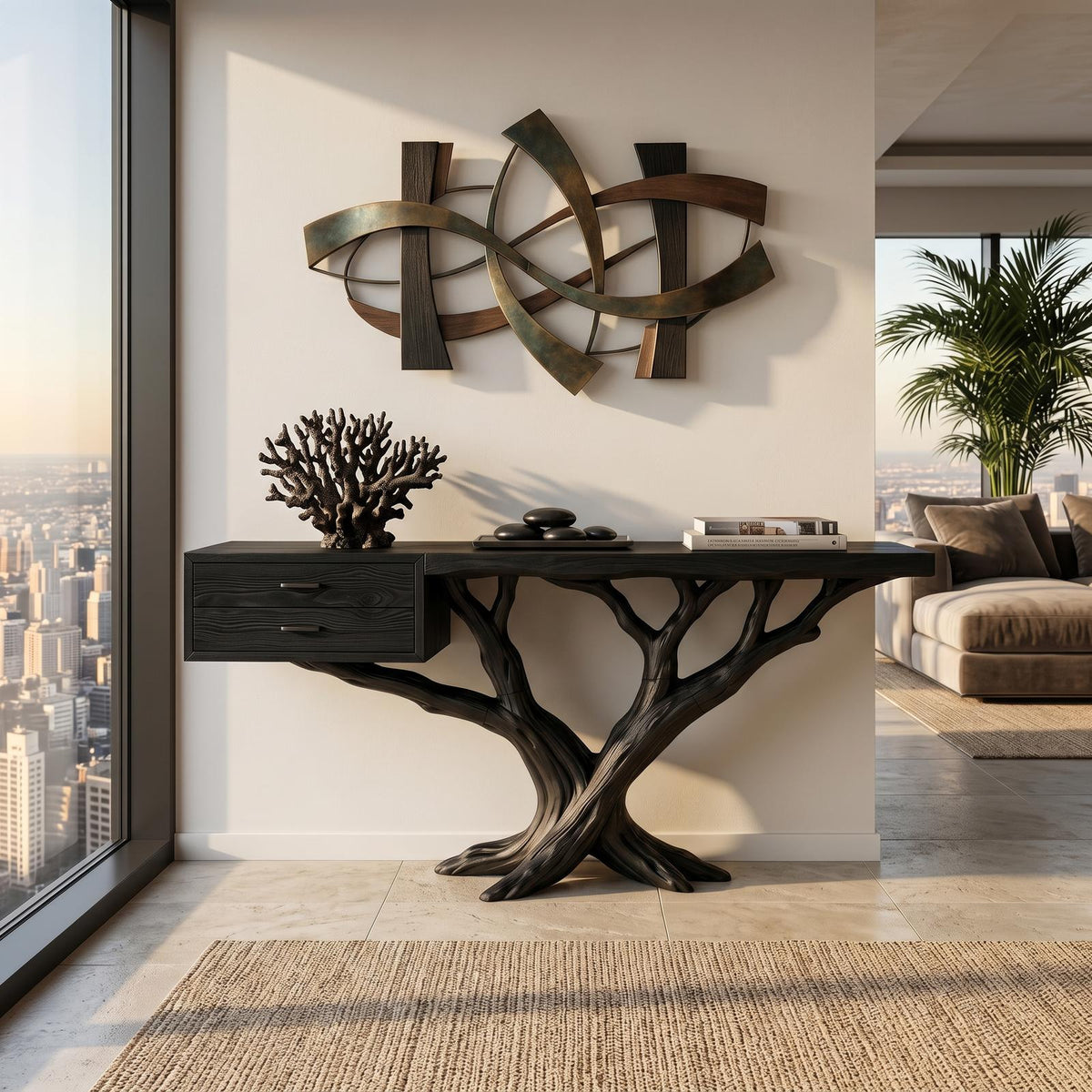 Modern Tree Root Console Table Luxury Entryway