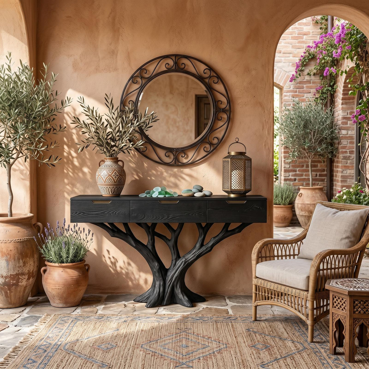 Industrial Tree Root Console Table Modern Loft