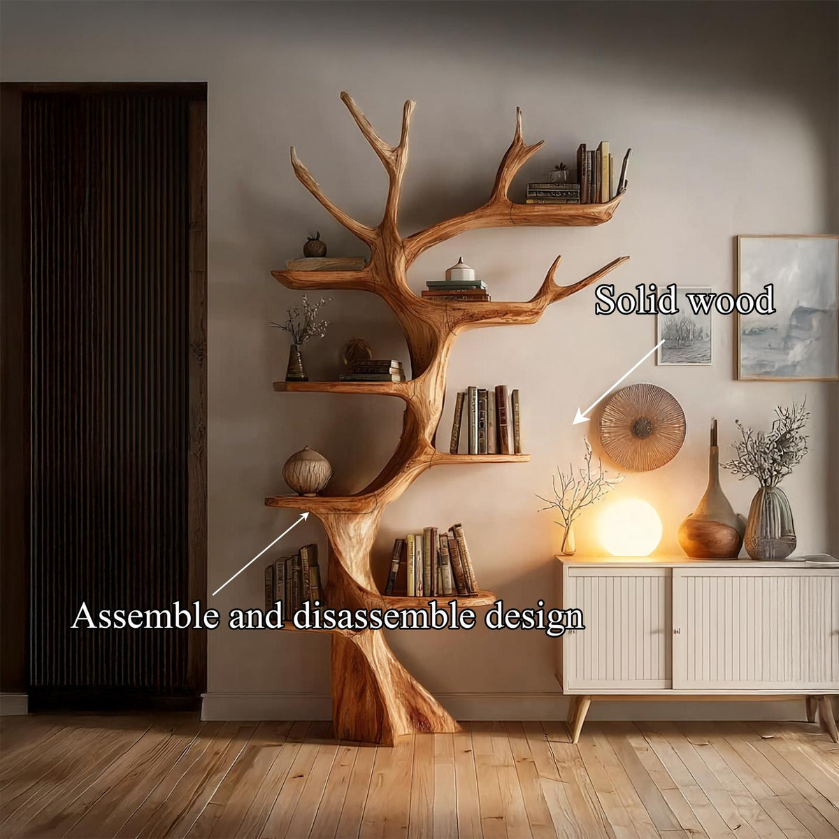 Rustic Tree Bookshelf Living Room