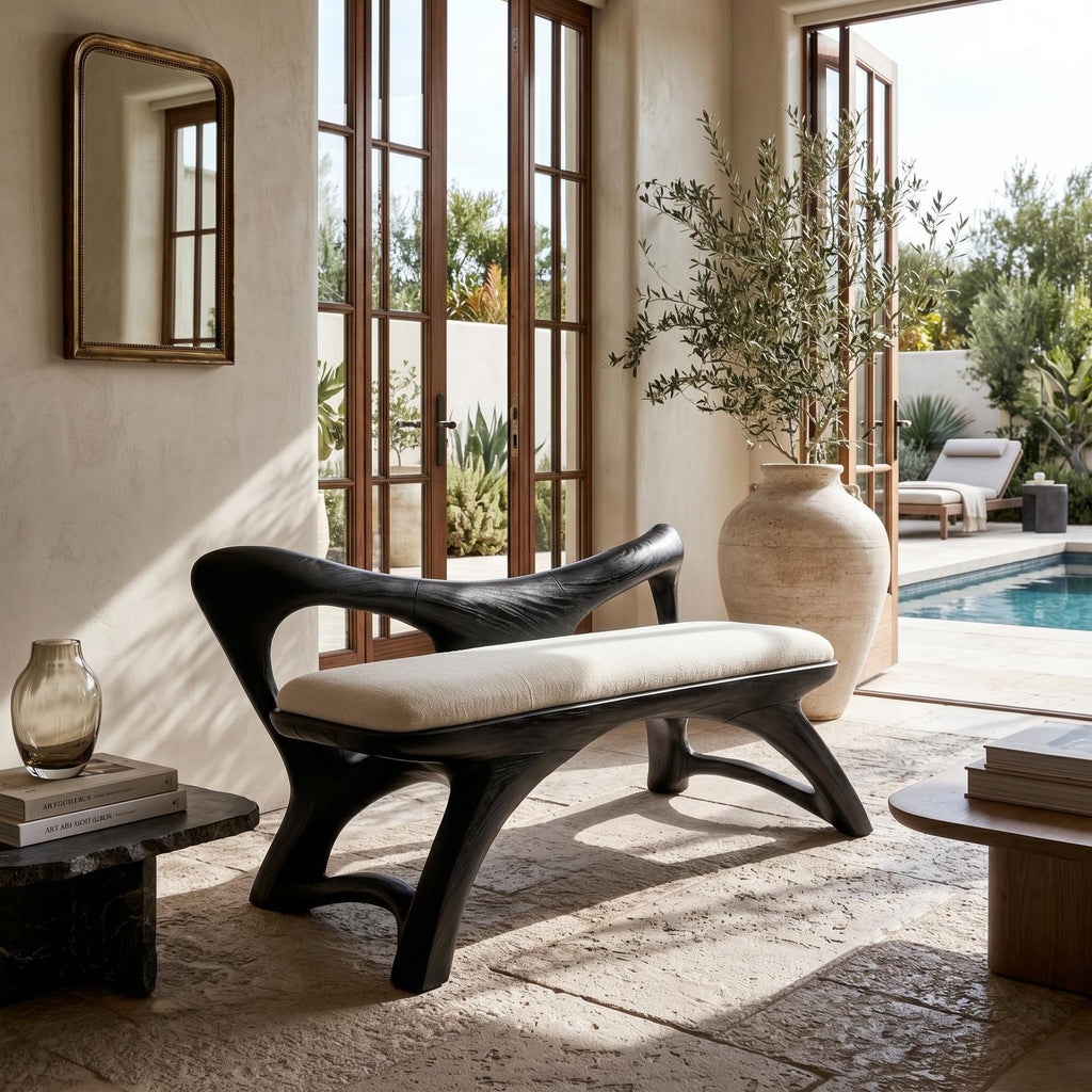 Organic Modern Wooden Bench Luxury Entryway