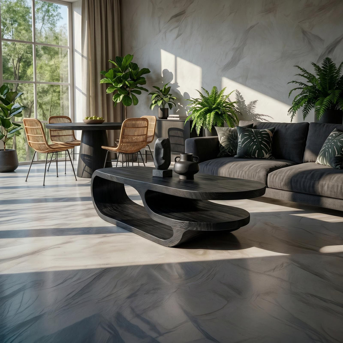 Luxury Oval Solid Wood Coffee Table, Modern Contemporary Center Table for High-End Living Room and Lounge