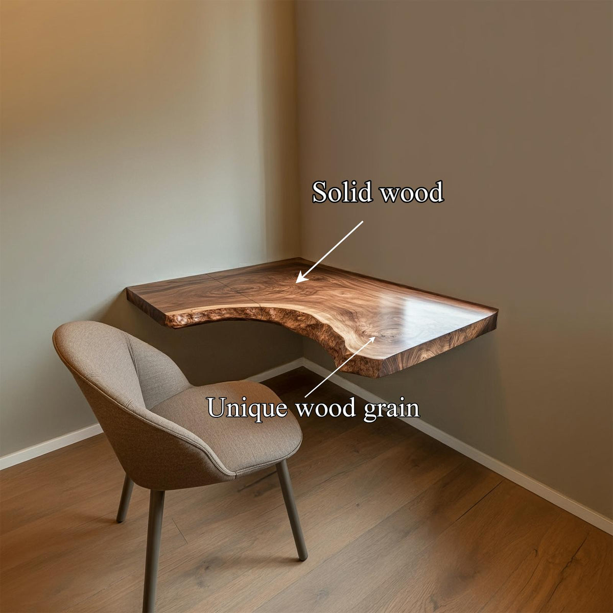 Rustic Live Edge Floating Desk Home Office Or Bedroom