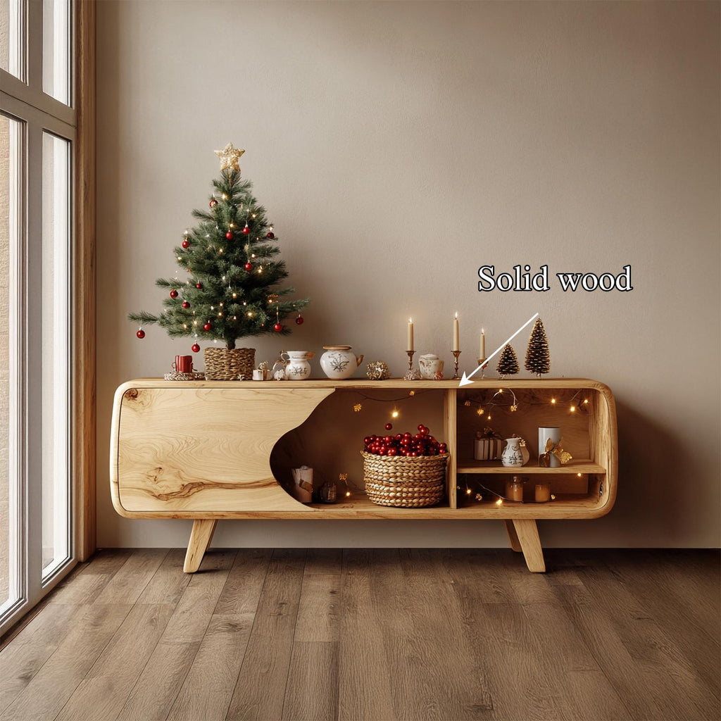 Rustic Wood Sideboard Buffet Furniture, Handcrafted Dining Room Credenza Storage Cabinet