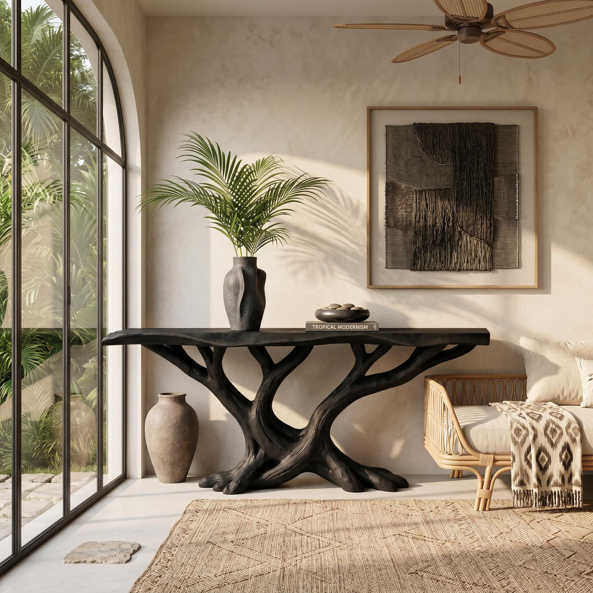Organic Twisted Wood Console Table Contemporary Hallway
