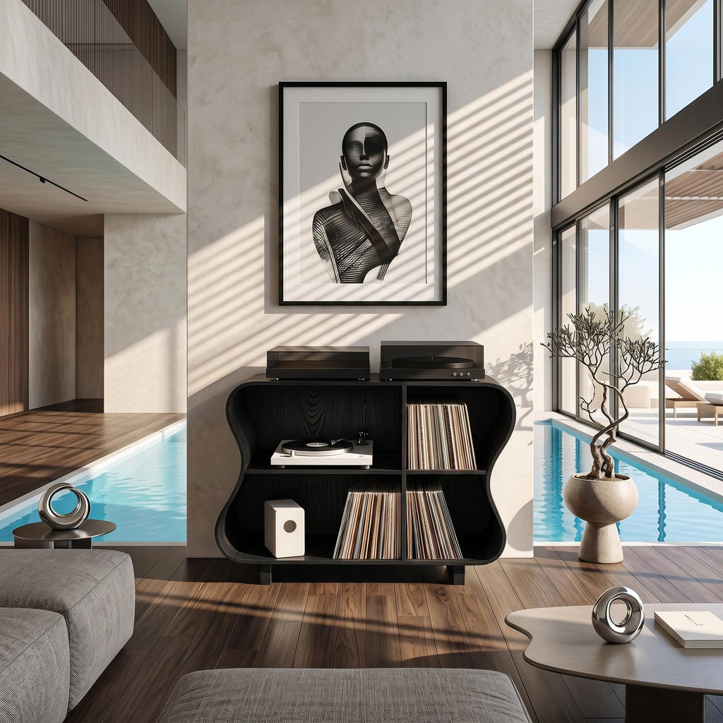Rustic Wooden Vinyl Storage For Bedroom Display