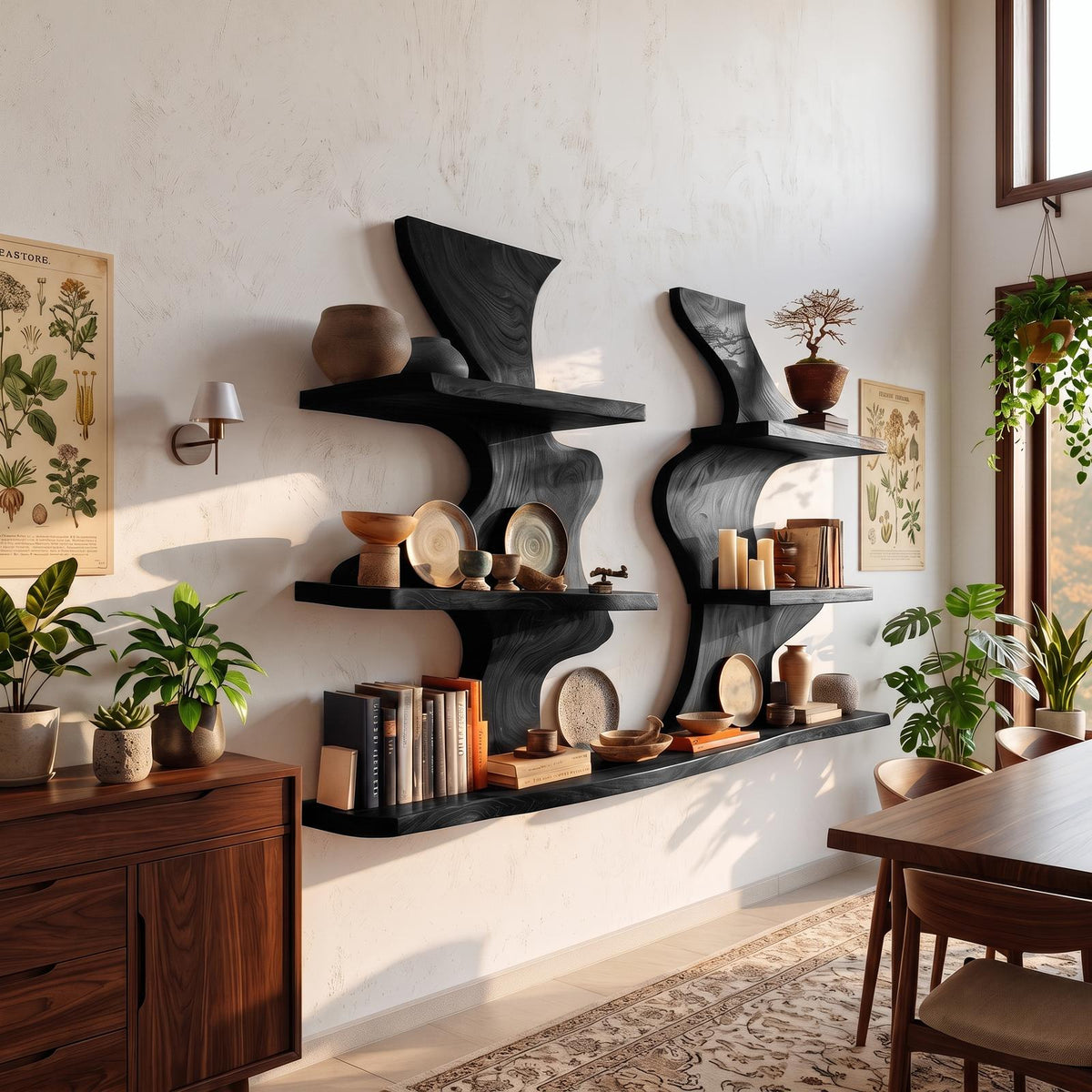 Organic Modern Decorative Wall Shelves for Living Room