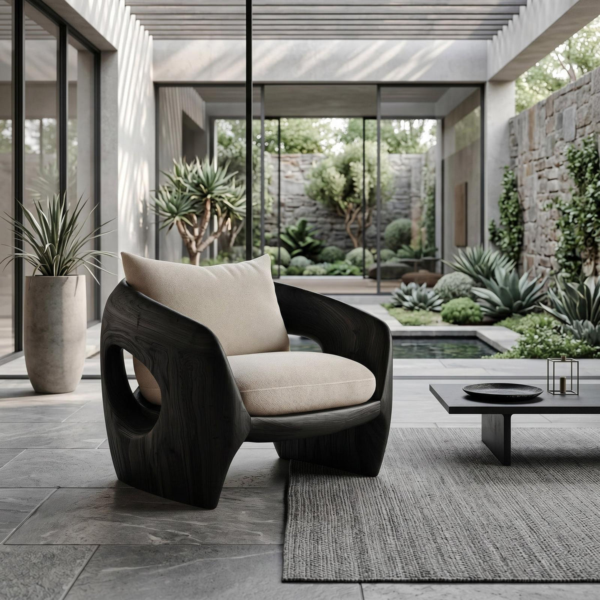 Luxury Sculptural Wooden Armchair For Reading Nook