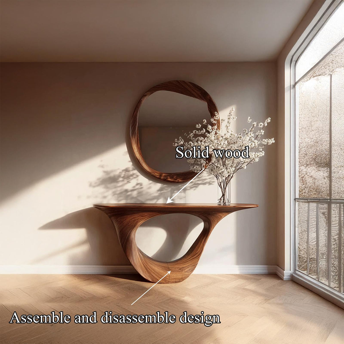 Rustic Sculptural Console Table Entryway SINLSACS139