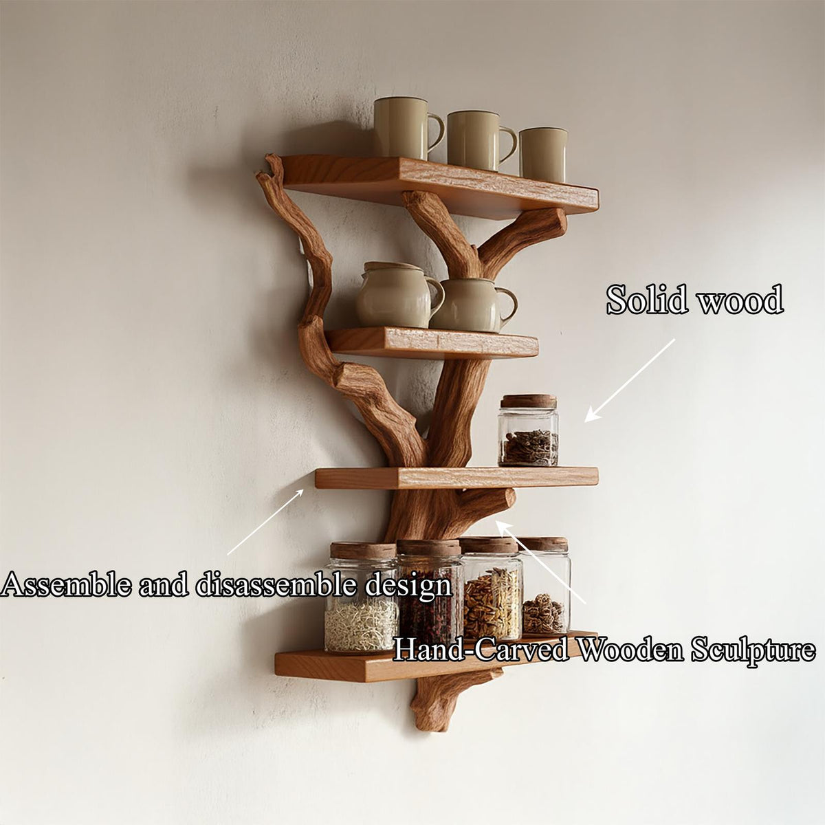 Artistic Branch Kitchen Wall Shelf Kitchen Interior Functional Decor SINLSATBS119