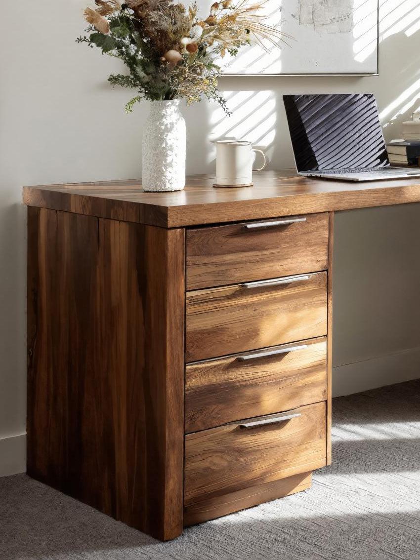 Minimalist Office Desk With Storage Drawers For Home Study