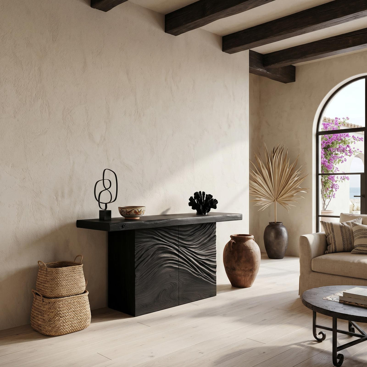 Minimalist Organic Edge Accent Table For Entryway Interior Area